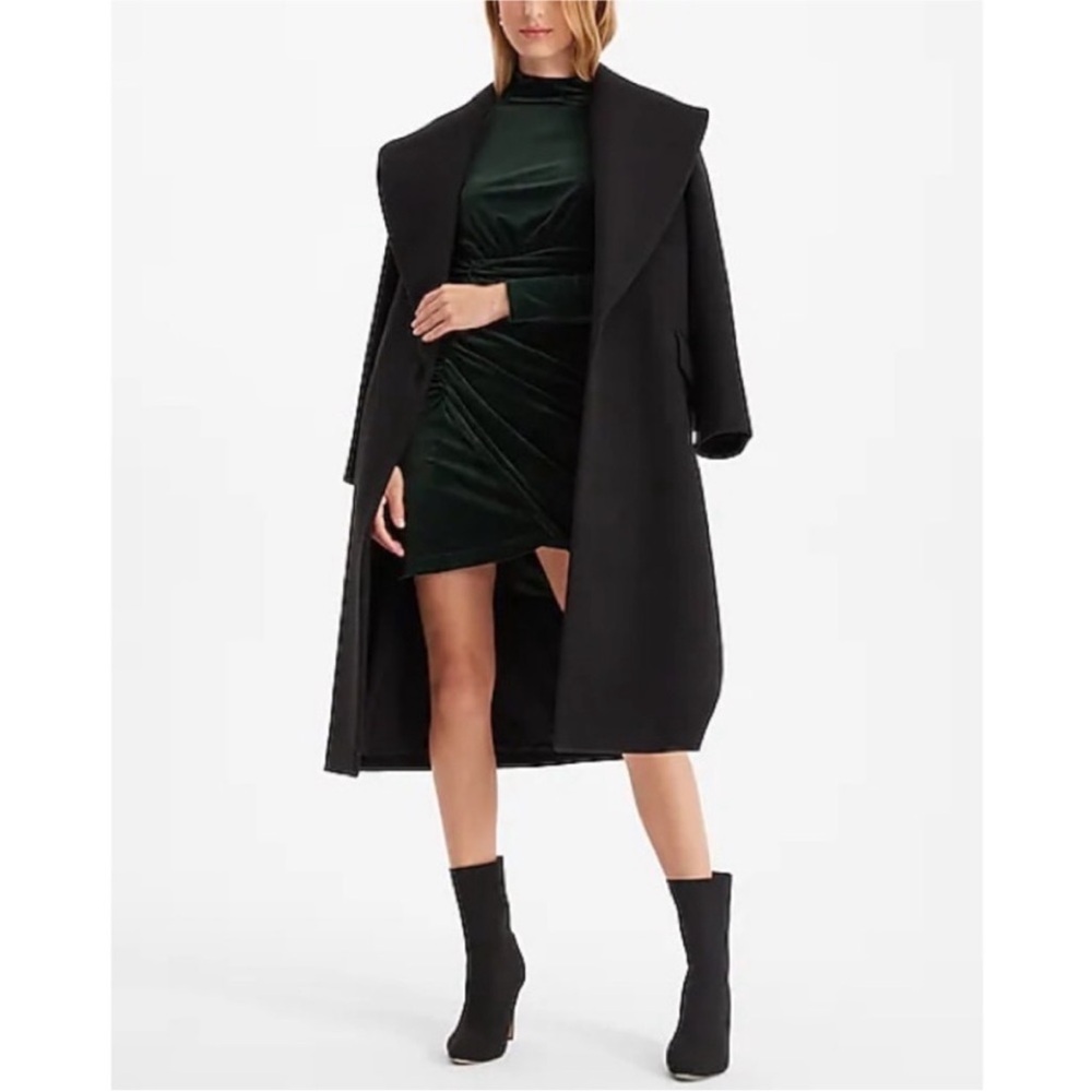 Express Velvet Body Contour Mock Neck Ruched Mini Dress - Picture 9 of 9